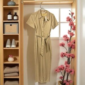 Avev Les filles  Anthropologie faux Leather jumpsuit Size SP NWT